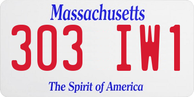 MA license plate 303IW1