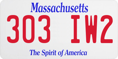 MA license plate 303IW2