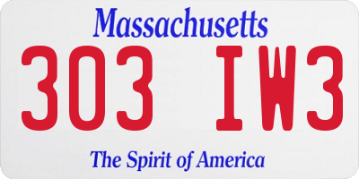MA license plate 303IW3