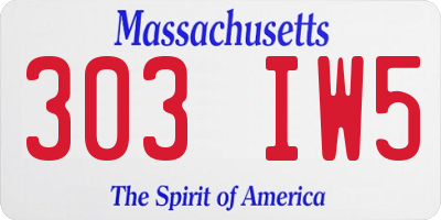 MA license plate 303IW5