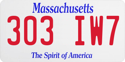 MA license plate 303IW7