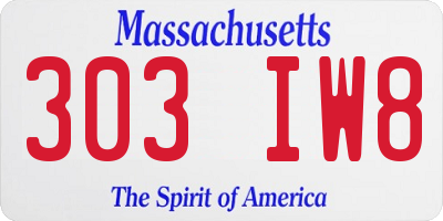 MA license plate 303IW8