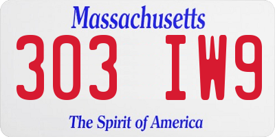 MA license plate 303IW9