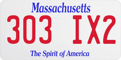 MA license plate 303IX2