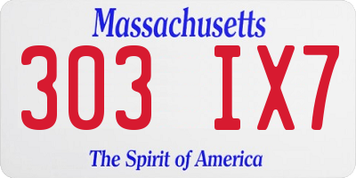 MA license plate 303IX7