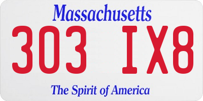 MA license plate 303IX8