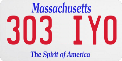 MA license plate 303IY0