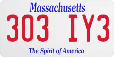 MA license plate 303IY3