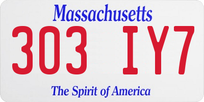 MA license plate 303IY7