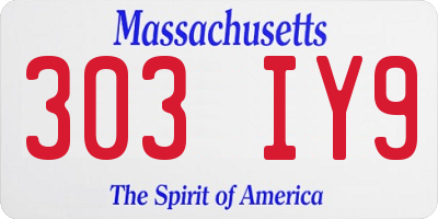 MA license plate 303IY9