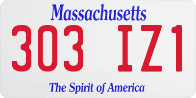 MA license plate 303IZ1
