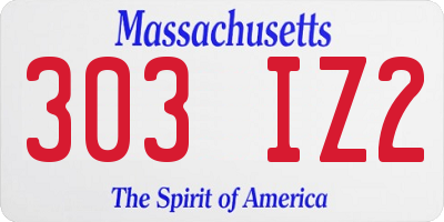 MA license plate 303IZ2