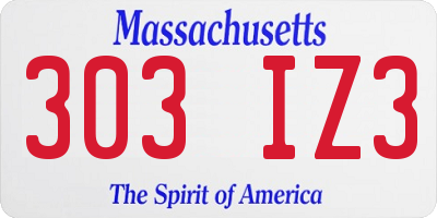 MA license plate 303IZ3