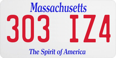 MA license plate 303IZ4