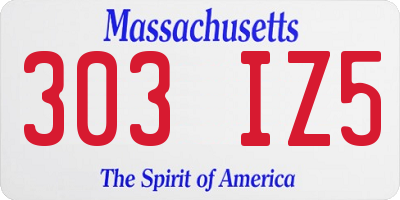 MA license plate 303IZ5