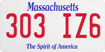 MA license plate 303IZ6