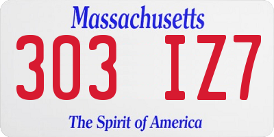 MA license plate 303IZ7