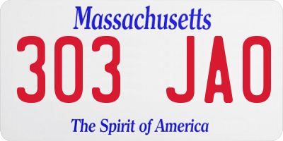 MA license plate 303JA0