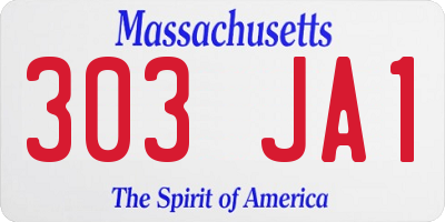 MA license plate 303JA1