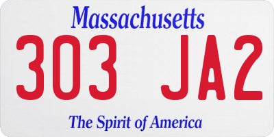 MA license plate 303JA2