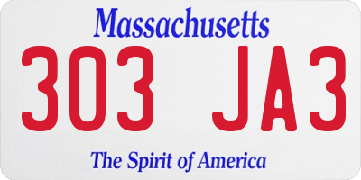 MA license plate 303JA3