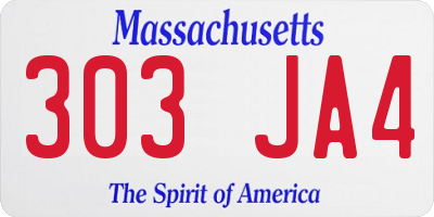 MA license plate 303JA4