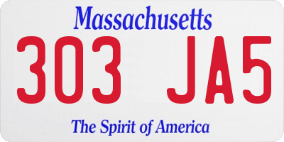 MA license plate 303JA5