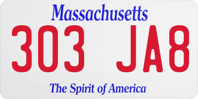 MA license plate 303JA8