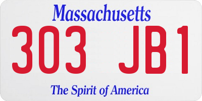 MA license plate 303JB1