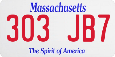 MA license plate 303JB7