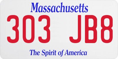 MA license plate 303JB8