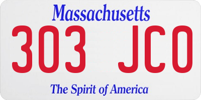 MA license plate 303JC0