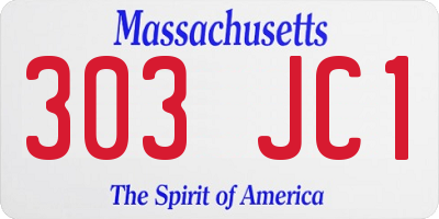 MA license plate 303JC1