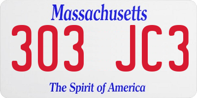 MA license plate 303JC3