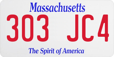 MA license plate 303JC4