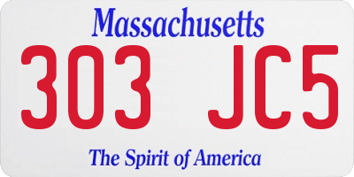 MA license plate 303JC5