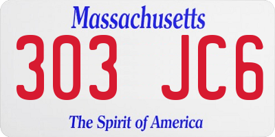 MA license plate 303JC6