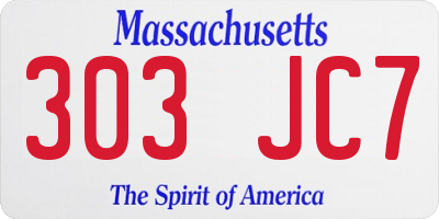MA license plate 303JC7