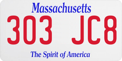 MA license plate 303JC8