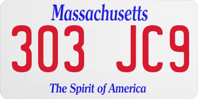 MA license plate 303JC9