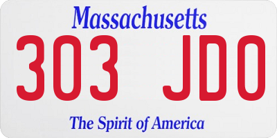 MA license plate 303JD0