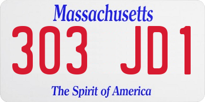 MA license plate 303JD1