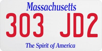 MA license plate 303JD2