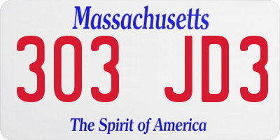 MA license plate 303JD3