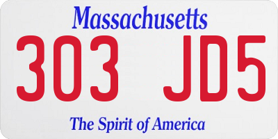 MA license plate 303JD5