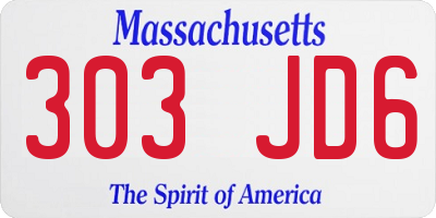MA license plate 303JD6