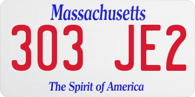 MA license plate 303JE2