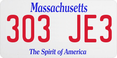 MA license plate 303JE3