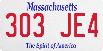 MA license plate 303JE4