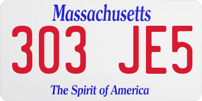 MA license plate 303JE5